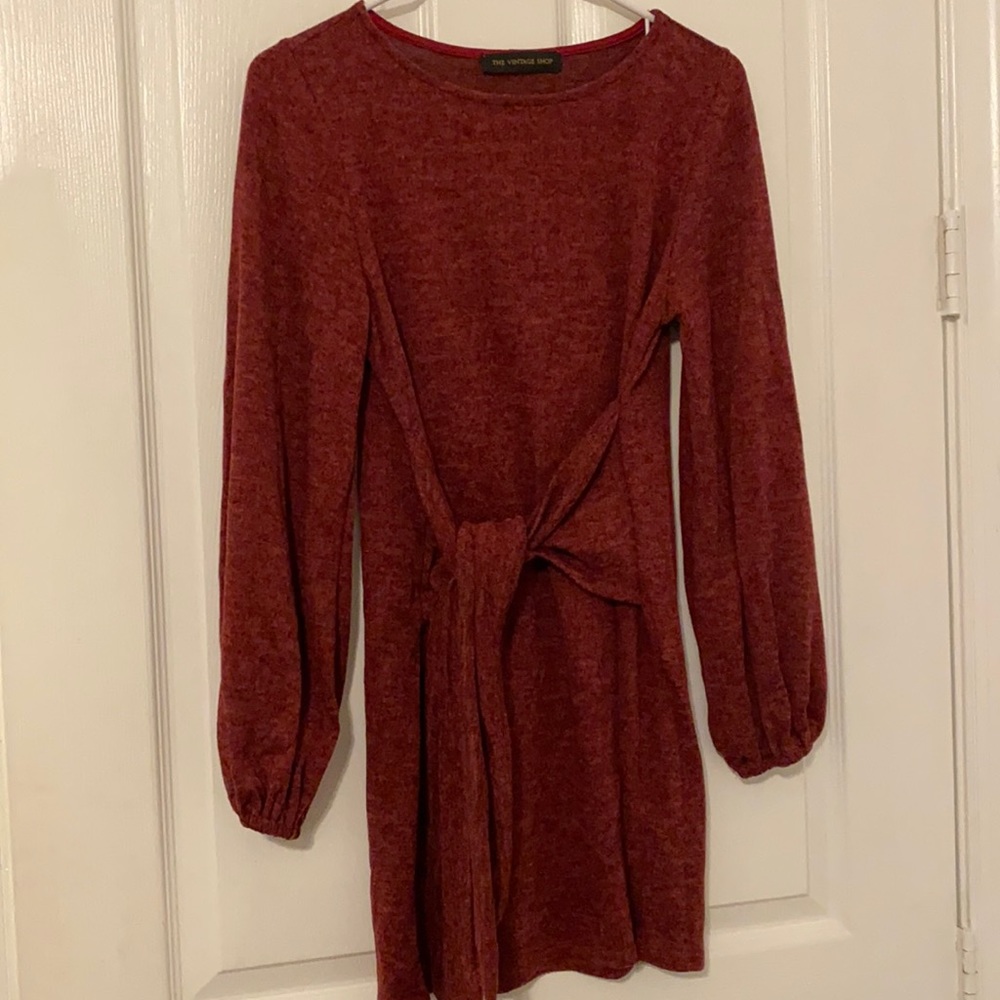 Bell sleeve selftie sweater mini dress